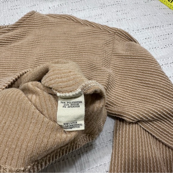 gimmicks by BKE Camel Ribbed Knit Top with Lace Cuffs - Picture 7 of 7